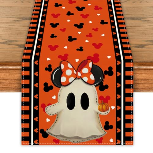 Halloween Table Runner Cute Spooky Ghost Table Cover Cartoon Mouse Decor Halloween Decorations for Home Party