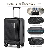 Super Solu Reisekoffer XL 28 Zoll Erweiterbar Frontöffnung TSA Schwarz – Ansicht 8