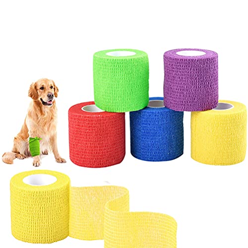 Lot de 5 rouleaux de bandes cohésives autocollantes pour animaux de compagnie Couleurs assorties Cover