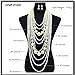 Women's Chunky Multi-Strand Faux Pearl Statement Necklace and Earrings Set (White - Style B)