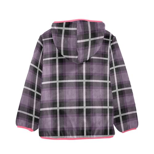GuoChe Buffalo Plaid Check Tartan Scotland Purple Vintage Girls Sherpa Lined Hoodie2