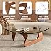 Coffee Table for Living Room, Small Mid Century Modern Center Table with Glass Top and Wood, Abstract End Table for Study Room Office Hotel (Walnut Transparent, Small 32.2 * 22.4 * 16in)