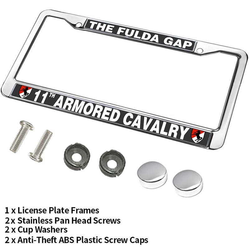 Image of The Fulda Gap 11th Armored Cavalry License Plate Frame Metal Car Tag Holder | The Fulda Gap 11th Armored Cavalry License Plate Frame Heavy Duty Metal Tag Cover Fit Standard US Auto Truck Accessories