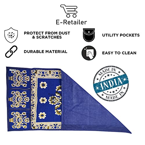 Image of Polyester 3-Layered Fridge Top Cover /Refrigerator Cover With 6 Utility Pockets (Color-Blue, Size-39x21 Inches)