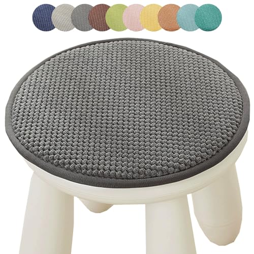MCOSU Round Chair Cushions, 10inch, Grey, Plush, Composite Sponge, Minimalist, Tie Closure, Indoor Use, Home Decor