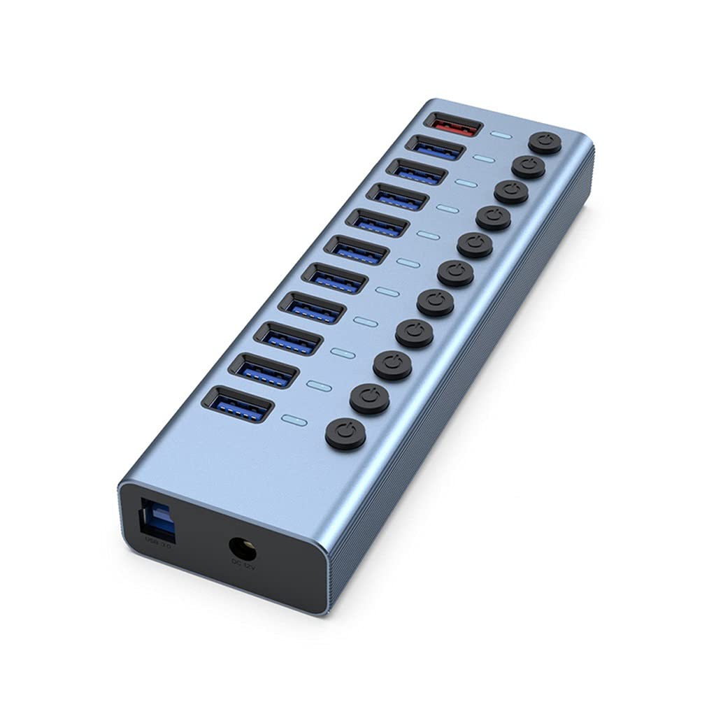 Aluminum Alloy 11-Port USB3 0 Splitter 10 Port Computer Extended USB HUB 1 Port Fast Charging External 12V4A