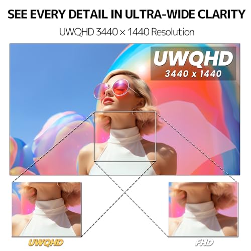 Image of CRUA 34 Inch 21:9 UWQHD 100Hz IPS Ultrawide Curved Monitor, Speakers, White | 120% sRGB, 92% DCI-P3, 1.07B Colors, FreeSync, Blue Light, 3800R, HDMI 2.0, DP 1.4, 100x100 Mount, Office, Editing, Design PC