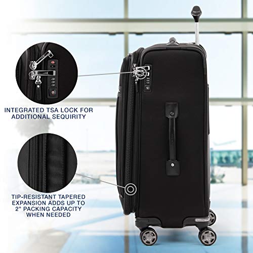 Travelpro Platinum Elite-Softside Expandable Spinner Wheel Luggage, Shadow Black, Checked-Medium 25-Inch