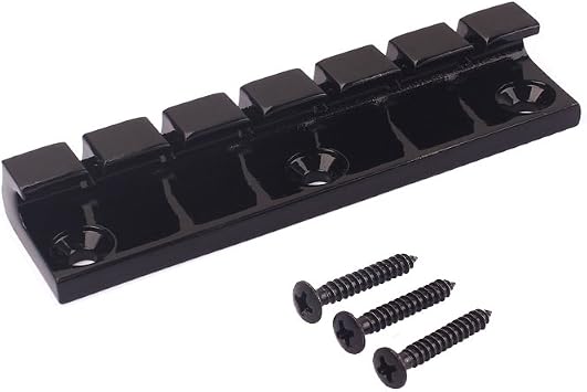 Alnicov 6 Strings Metal Fixed Hardtail Saddle Bridge for Electric Guitar Parts Black