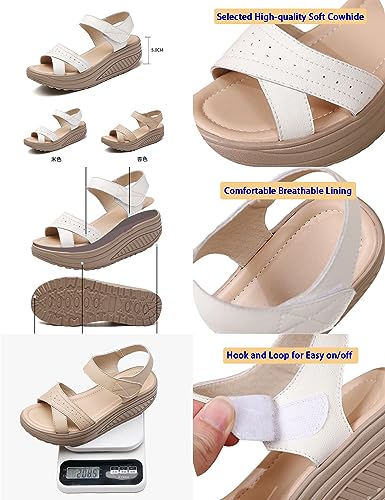 Women's Open Toe Comfy Orthotic Cushion Platform Sandals,Lightweight Hook Loop Ankle Backstrap Wedge Muffin Causal Shoes2