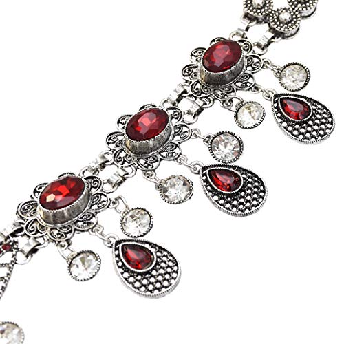 Nsls Egyptian Red Crystal Flower Waist Belly Chains Dancing Beach Belt Statement Body Chain Silver India Ethnic Boho Turkish Jewelry (Aa) #TOP6