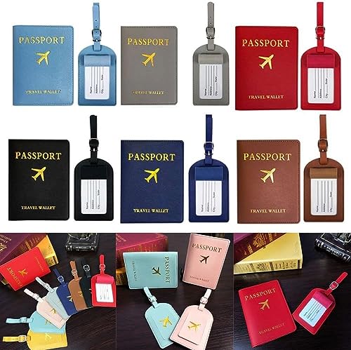 Image of House of Quirk Luggage Tag and Passport Protector Set, Plane Pouch Passport Suitcase Identification Leather Tag Luggage Tags for Children School Bag (Black)