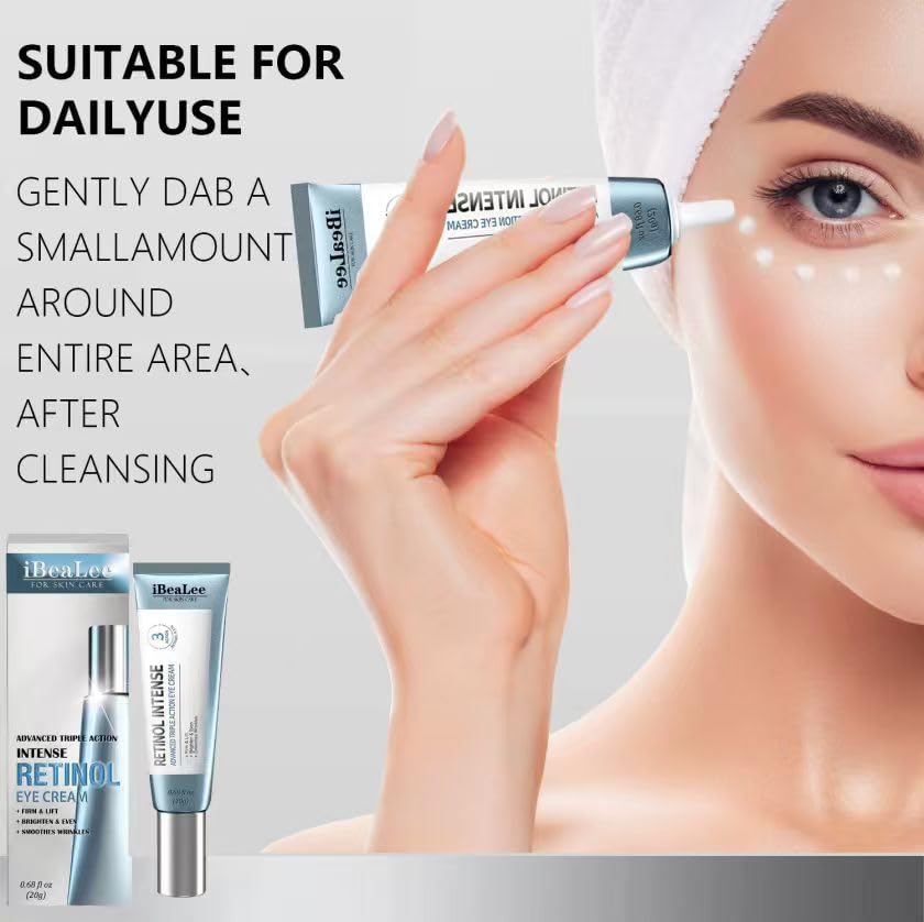 Eye Cream for Anti-Aging–Triple Action Formula with Hyaluronic Acid to Smooth Wrinkles, Brighten Dark Circles,Reduce Puffiness,and Firm Under Eye Skin–Non-Greasy,Gentle for All Skin Types,Men & Women