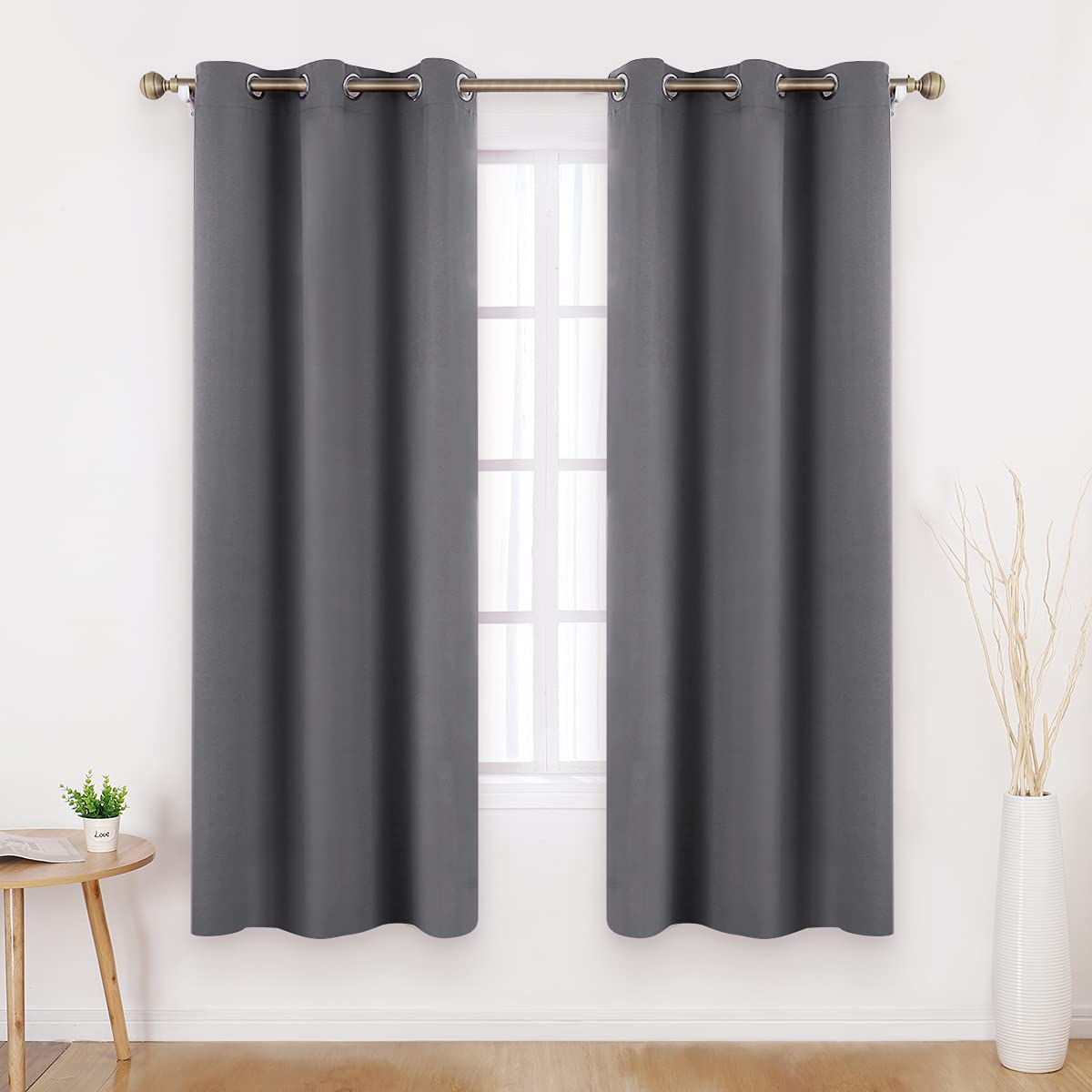Rideaux occultants thermiques gris 117 x 183 cm double rideau opaque de salon