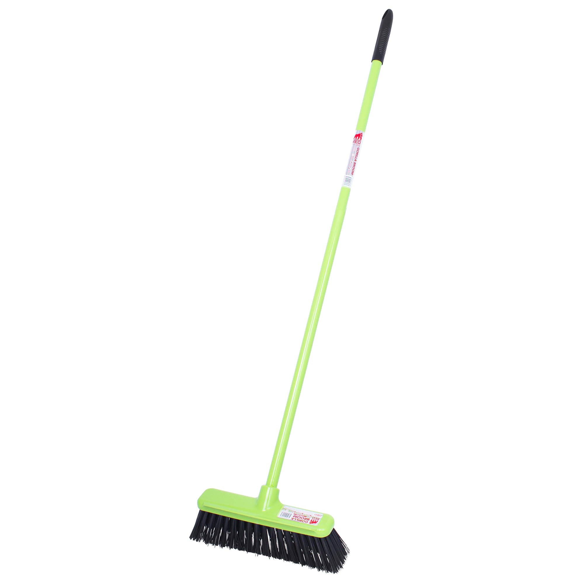 Red Gorilla Broom Short Handled Sweeping Brush Hard Bristles 30cm Head Weather Resistant for Indoors Outdoors Yard 1.3m Long (Pistachio)