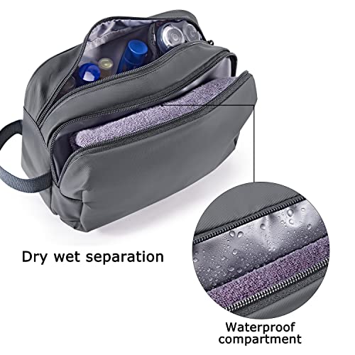 Image of BAGSMART Toiletry Bag for Men, Travel Toiletry Organizer Dopp Kit Water-resistant Shaving Bag for Toiletries Accessories, Door Room Essentials, Grey-basic, Medium, Minimalist