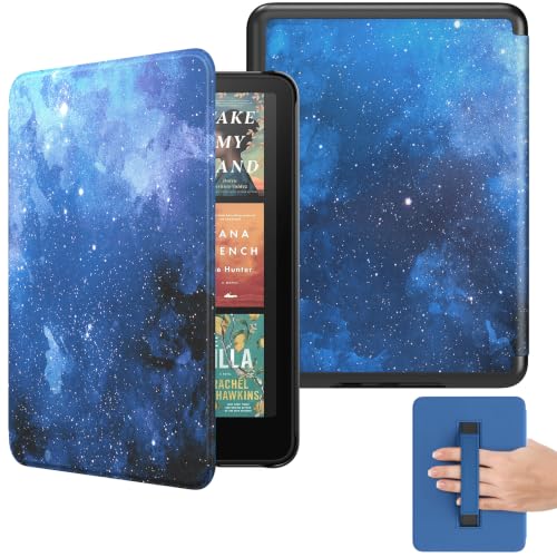 Image of MoKo Case for 7 inch Kindle Paperwhite(12th Gen 2024) and Kindle Colorsoft Signature Edition 2024, Lightweight Shell Cover with Hand Strap Auto Wake /Sleep for Kindle Paperwhite 2024, Blue Starry Sky
