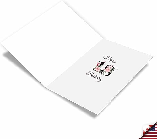 Miniatura 6 de NobleWorks Tarjeta de felicitación de cumpleaños número 18 con sobre de 5 x 7 pulgadas (1 tarjeta) Floral Age 18 C10056MBG