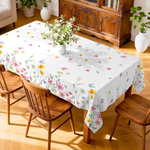 Nappe de table rectangulaire fleurs 152x264cm rose sauvage imperméable - 3