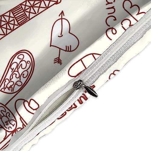 Parure de lit Tour Eiffel en microfibre style industriel avec 2 taies d'oreiller