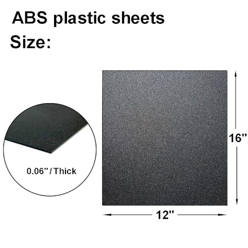 Image of ABS Plastic Sheet 12 inch x 16 inch x 0.06 inch Black Thermoplastic Panel 1 /16 inch Thick (1.5mm) for Crafts, DIY Projects,Plastic Repair - (Matte & Textured Finish) 6-Pack
