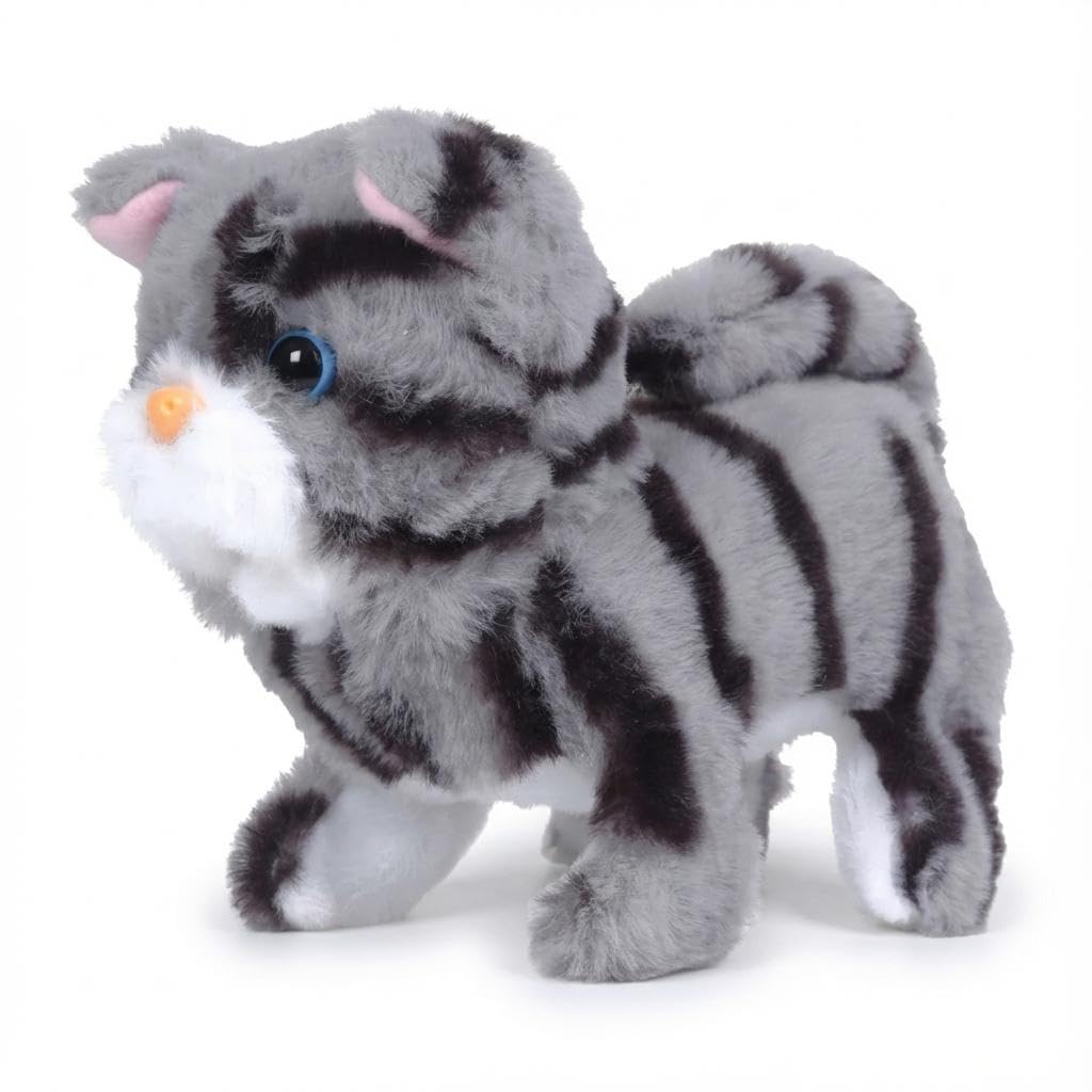 Fuzzbuzz Huggable Cuddly Zoe Walking Cat Stuffed Toy, Soft Toys for Kids, Cute Plushies Purple, Multicolour, 3Y+ | Soft Plush Toy for Kids | Cute, Safe & Gift-Friendly