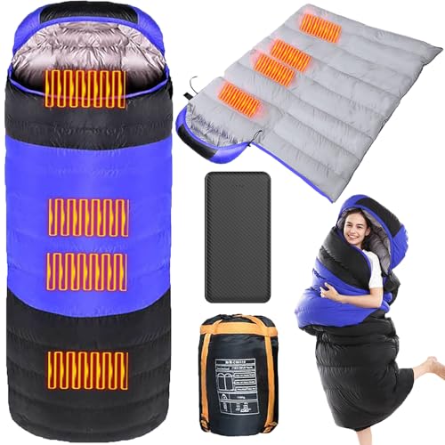 Winter Heated Sleeping Bag With 20000 mAh Power Bank, 4 Heating Zones, USB Heating for Backpacking Camping Electric Heater