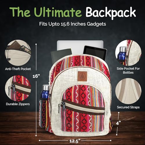 Hemp-Travel-Backpack-For-Women-Men-Boho-Hiking-Backpack-Purse-Himalayan-Hippie-Travel-Bag-Bohemian-Bookbag-Fits-156-Laptop-Large-Red