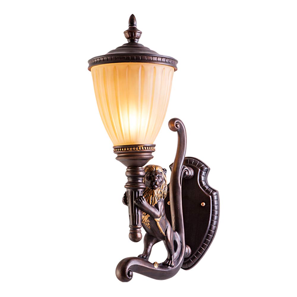 SBZIOJHDR wall Lights， Vintage E27 Single Head Resin Glass Wall Sconce for Front Door Garden Exterior Villa Aisle Stylish(Right)