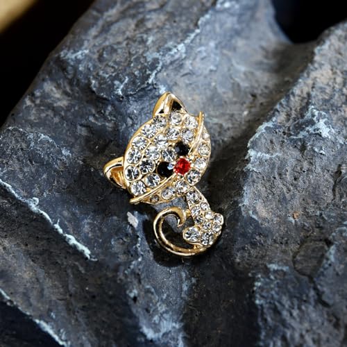 Image of Cute Cat Collar Brooch Pin for Women Girls Rhinestone Cubic Zirconia Kitten Animal Pet Lapel Pin Dress Hat Coat Backpack Badge Accessories Brooches Pins Dainty Jewelry Gifts Christmas