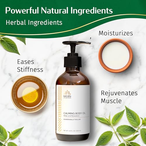 Kerala Ayurveda Calming Body Oil for Relaxation and Sleep (6.8 Fl Oz) | Ksheerabala Thailam | Herbal Foot Massage Oil to Destress & Rejuvenate | Non-Habit Forming | Ayurvedic Recipe for Relaxation - Image 4