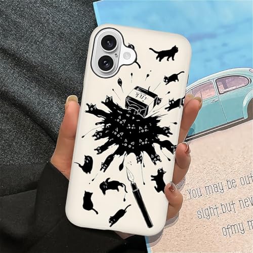 Coque chat d'encre iPhone 16 Plus au design élégant pour le quotidien