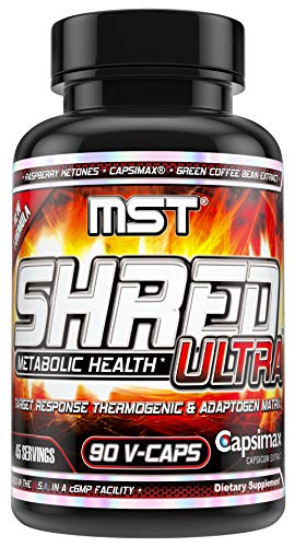 Shred-Ultra with 100 mg Capsimax to Support Weight Management, Appetite Control + Raspberry Ketones + Ashwagandha+ Green Coffee Bean Extract, 90 V-Caps by MST Millennium Sport Technologies