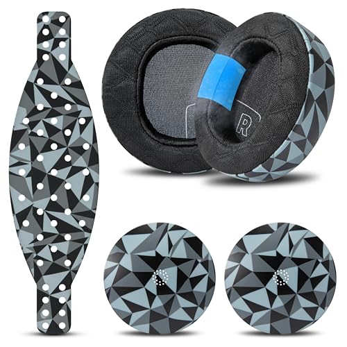WC Mod Kit Maxwell 2 - Earpads, Headband & Side Plates para Audeze Maxwell 2 | Hecho por Wicked Cushions | Banda ancha de silicona extra, placas magnéticas y earpads de gel | Para Maxwell 2 & 2ANC | Geo Grey miniatura 1