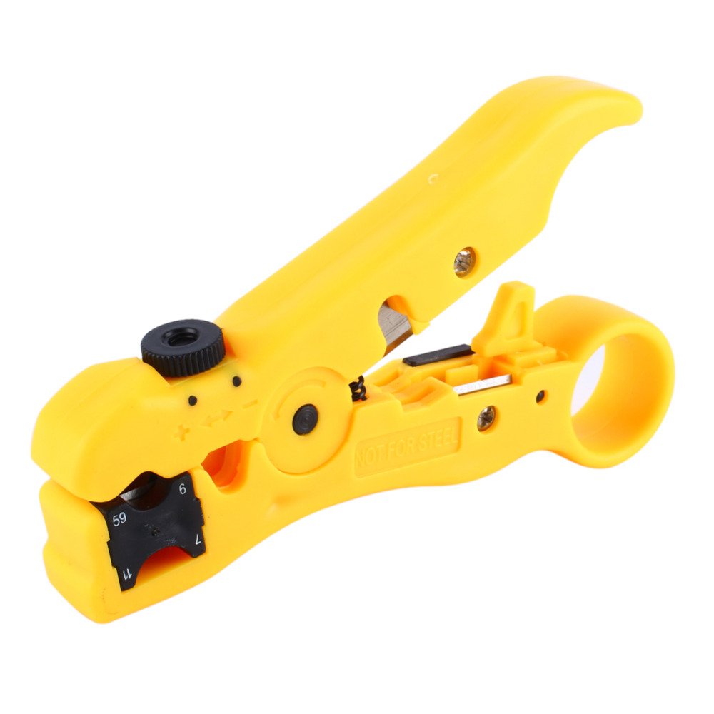 Generic Yellow Mulitifunctional Plastic Coax Coaxial Cable Wire Cutter RG59 RG6 RG7 RG11 Stripper Stripping Scissors Tool