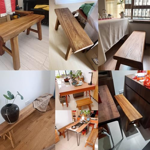 Banco rústico de madera elegante con asiento delgado de 50 cm 7