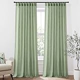 Picture of MIULEE Sage Green Linen Curtains 90 Inches Long 2 Panels for Bedroom Living Room, Back Tab & Pleat Tape with Hooks Soft Thick Linen Textured Window Drapes Semi Sheer Light Filtering Farmhouse Decor
