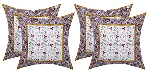 Image of Heart Home Flower Design Cotton Abstract Decorative Throw Pillow /Cushion Covers 16 inchx16 inch-Pack of 4 (Pink), Standard