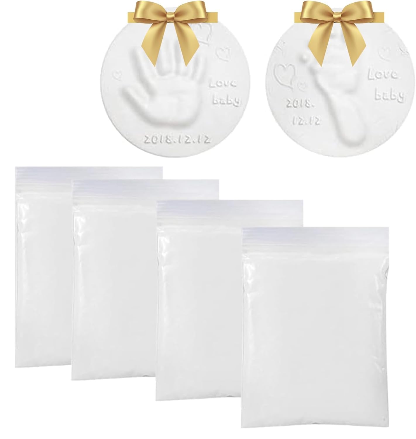 Kit de Arcilla de Huellas de Mano y Pie de Bebé,Arcilla de Modelado para Huella de Pie y Manos del Bebe,4 PCS Kit para Huellas de Bebé,Mano y Pie Impresión Barro,Arcilla Suave,Regalo de Bautizo