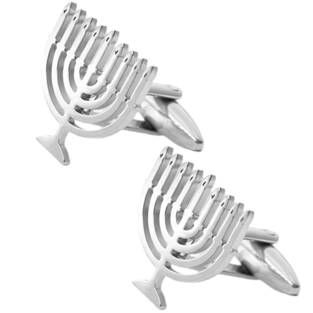 Baokuan Men's Silver Cufflinks For Classic Tuxedo Shirt Cuff Links Jewish Orah Cuff Links Hanukkah Chanukah Orah Hanukkiah Cufflinks Jewish Gifts