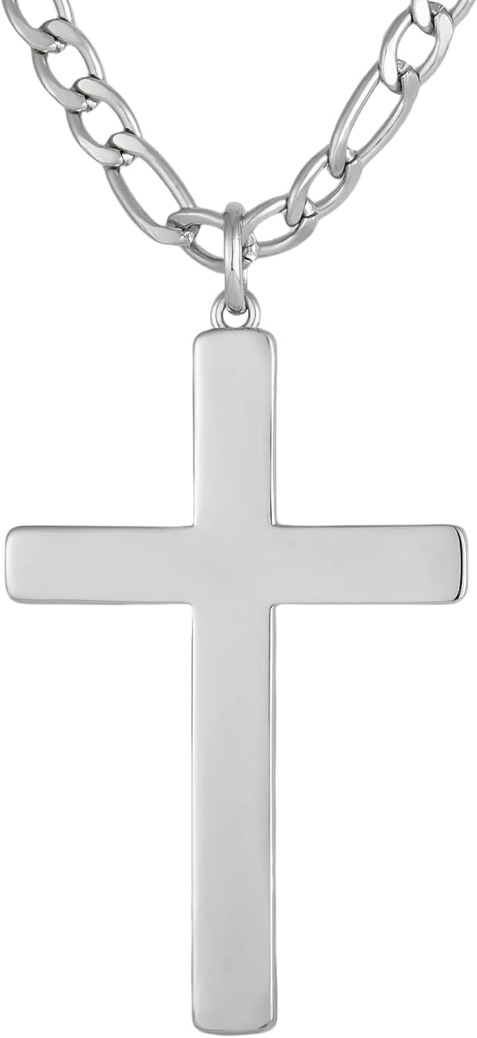 YL High Polished Cross Necklace for Women 925 Sterling Silver Plain Cross Pendant Simple Jewelry for Men (1.57-1.97")