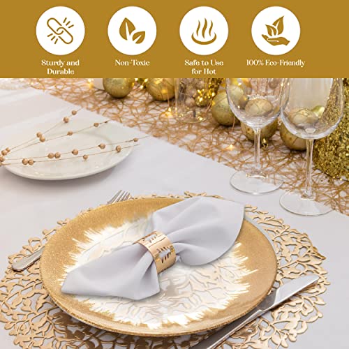 8Pcs Clear Gold Charger Plates For Dinner With Opaque Gold Rims, 13 Inch Diameter Ambience To Table Setting Decorations With Chic Durable Plastic Charger Plates Perfect For Wedding, Formal Events #TOP4