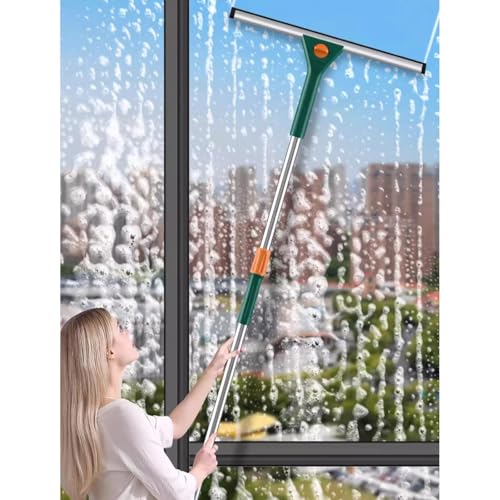 KASTWAVE 2 in 1 Professional Window Cleaning Pole, 30cm Long Squeegee, 4.6/7.2 Ft Pole, Window Washing Equipment for High Reach Glass & Mirrors, Indoor/Outdoor Use