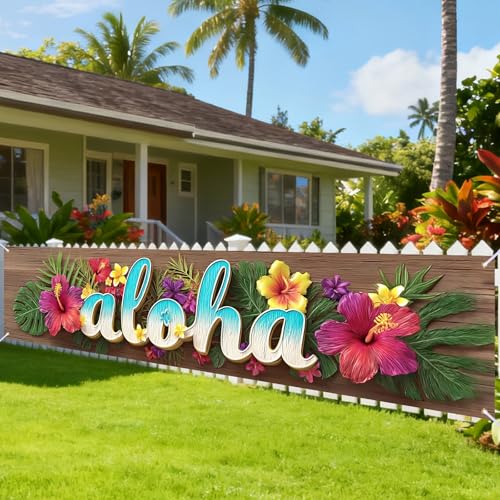 Image of Nuxovilar Aloha Banner Hawaiian Party Decorations 78.7x17.7Inches