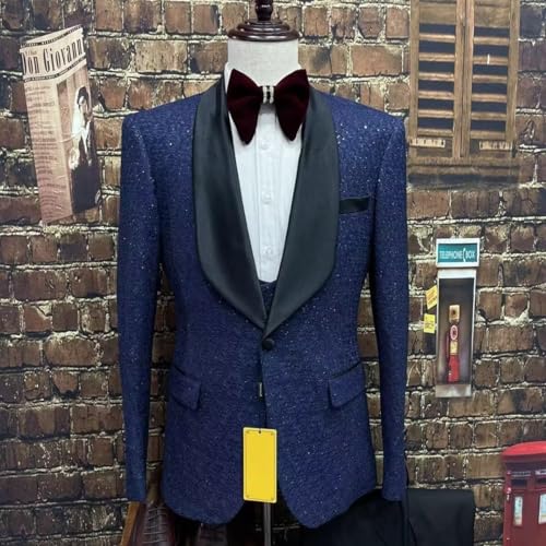Men's Suit 3 Piece Fashion Floral Slim Fit Tuxedo for Men Jacket Pants Suit for Wedding Prom Party Dinner4