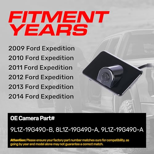 Image of Master Tailgaters Replacement for Ford Expedition (2009-2014) Backup Camera OE Part # 9L1Z-19G490-B, 8L1Z-19G490-A, 9L1Z-19G490-A