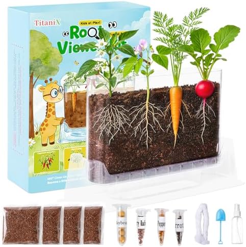 TitaniX Root Viewer Kit for Kids with 4 Seed Varieties, STEM Science Toy & Craft Growing Kits for Boys & Girls, Grow Your Own Plant for Ages 4-8 Birthday Gifts for Boy,4, 5, 6, 7, 8, Year Old