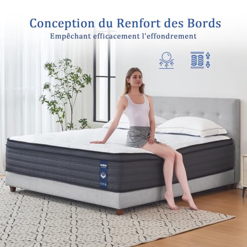 Matelas hybride 140x190 cm 30 cm H3 7 zones Faittdya