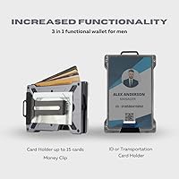 Vista 7 de Cartera minimalista con soporte para identificación para hombre, cartera delgada para tarjetas de crédito, cartera de metal de aluminio con clip