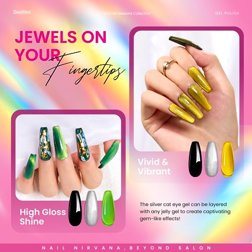 Image of Beetles Neon Gel Nail Polish Set, 6 Colors Jelly Cat Eye Gel Nail Kit